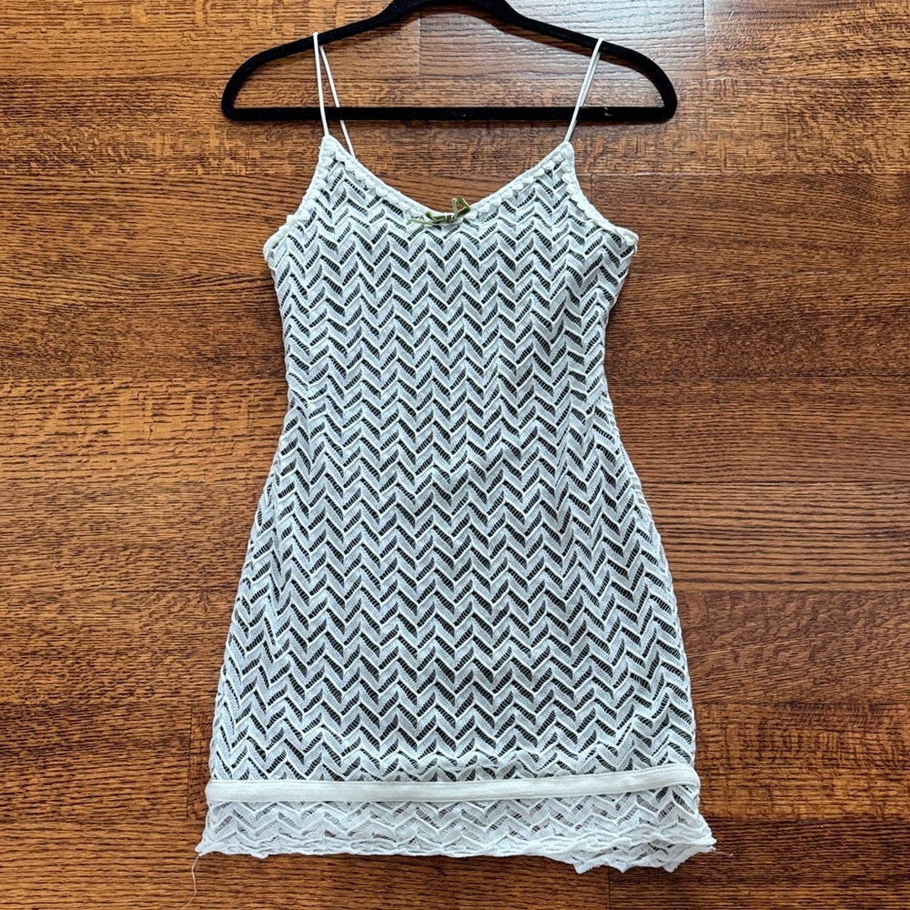 With Jean Green  and White Chevron Mini Dress